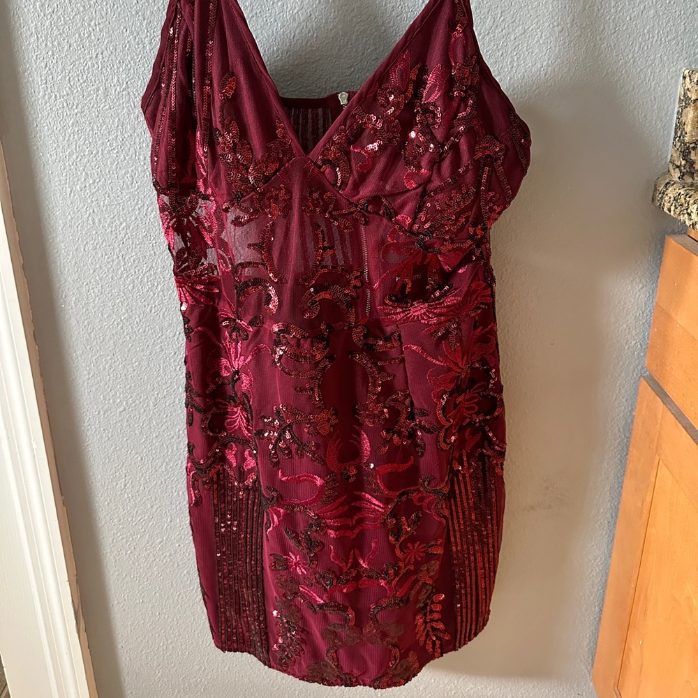 Womens Sexy Sequin Glitter Bodycon Dress V Neck Backless size 8